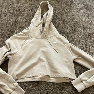 Beige cropped gymshark hoodie